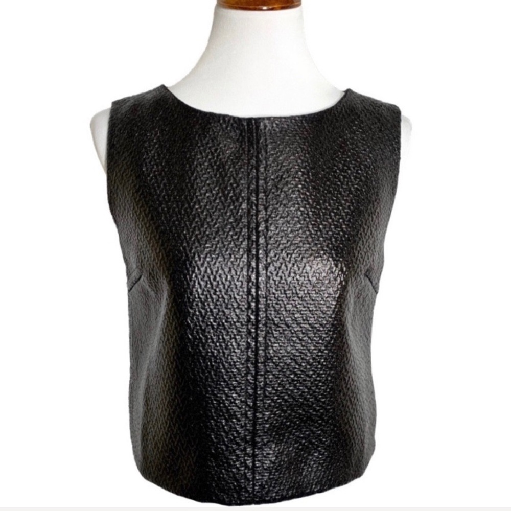 SOLD-Banana Republic Faux Leather Coated Twill Top - Picture 1 of 8